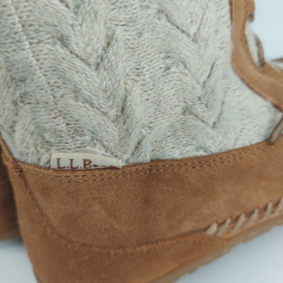 L.L. Bean Wicked Good Boots Tan Leather and Ragg Wool Size 11 - Picture 2 of 8